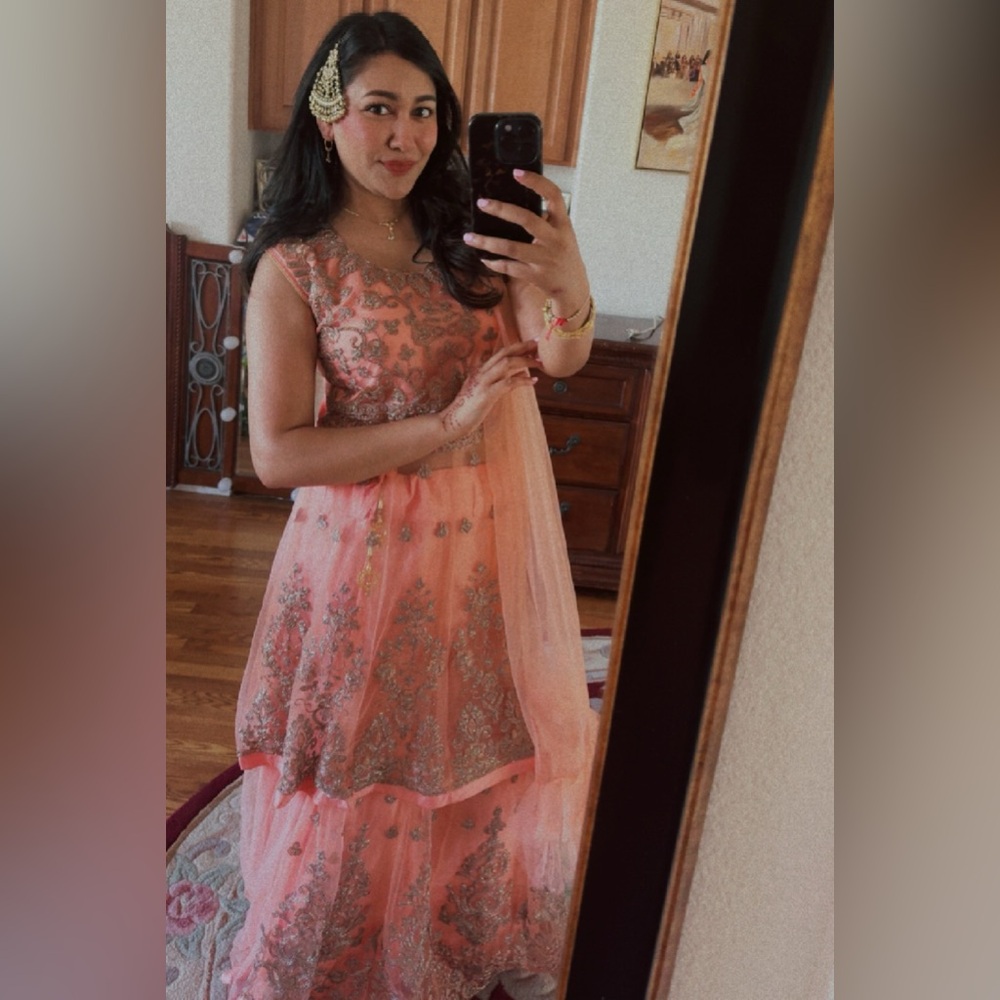 Indian Punjabi Peach Lehenga